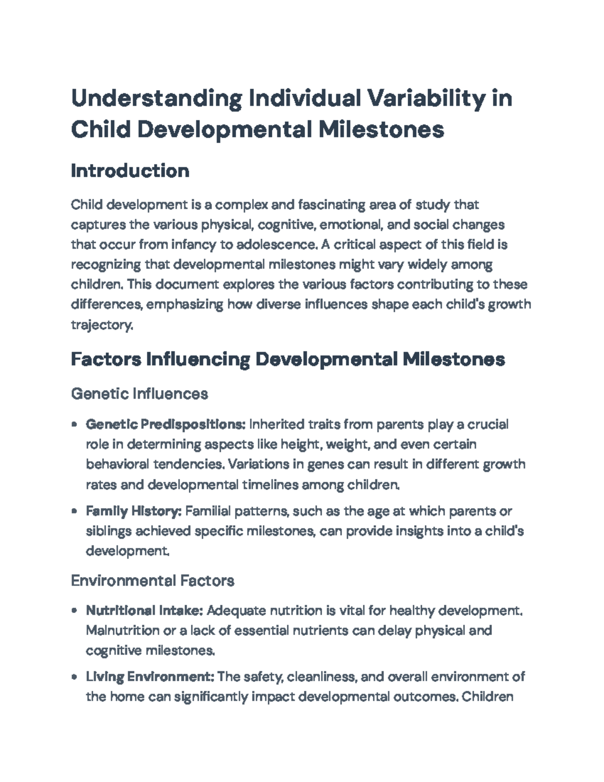Understanding Variability in Child Development Milestones ...