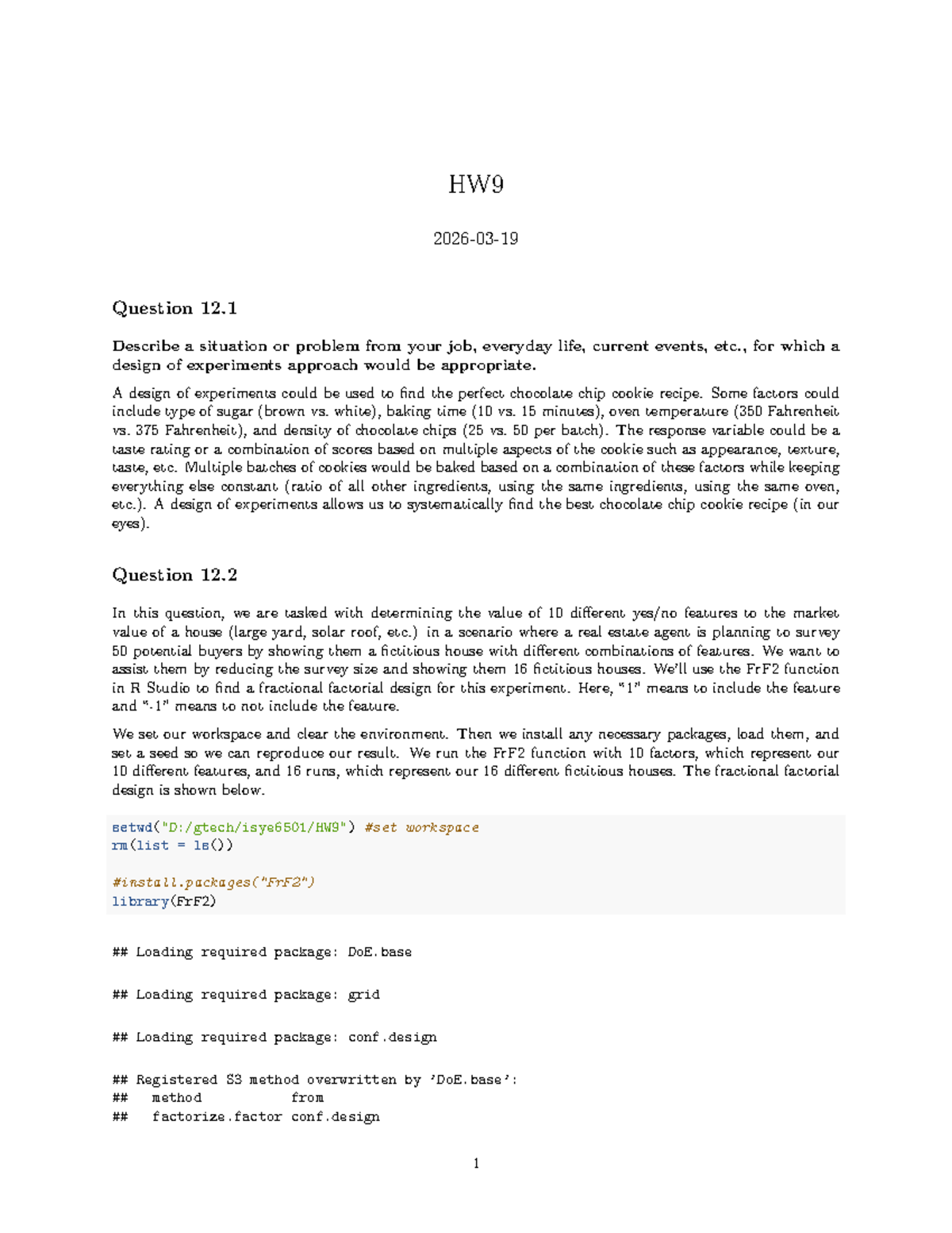 Homework 9: Design of Experiments & Simulation Analysis - Studocu