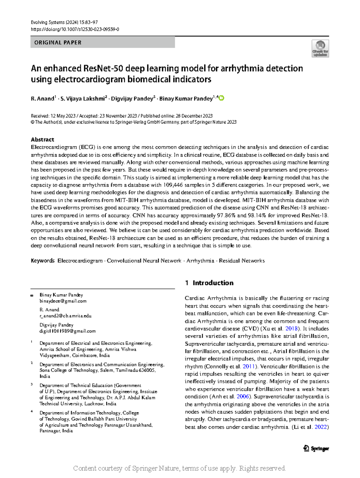 An Enhanced ResNet-50 Deep Learning Model for Arrhythmia Detection ...