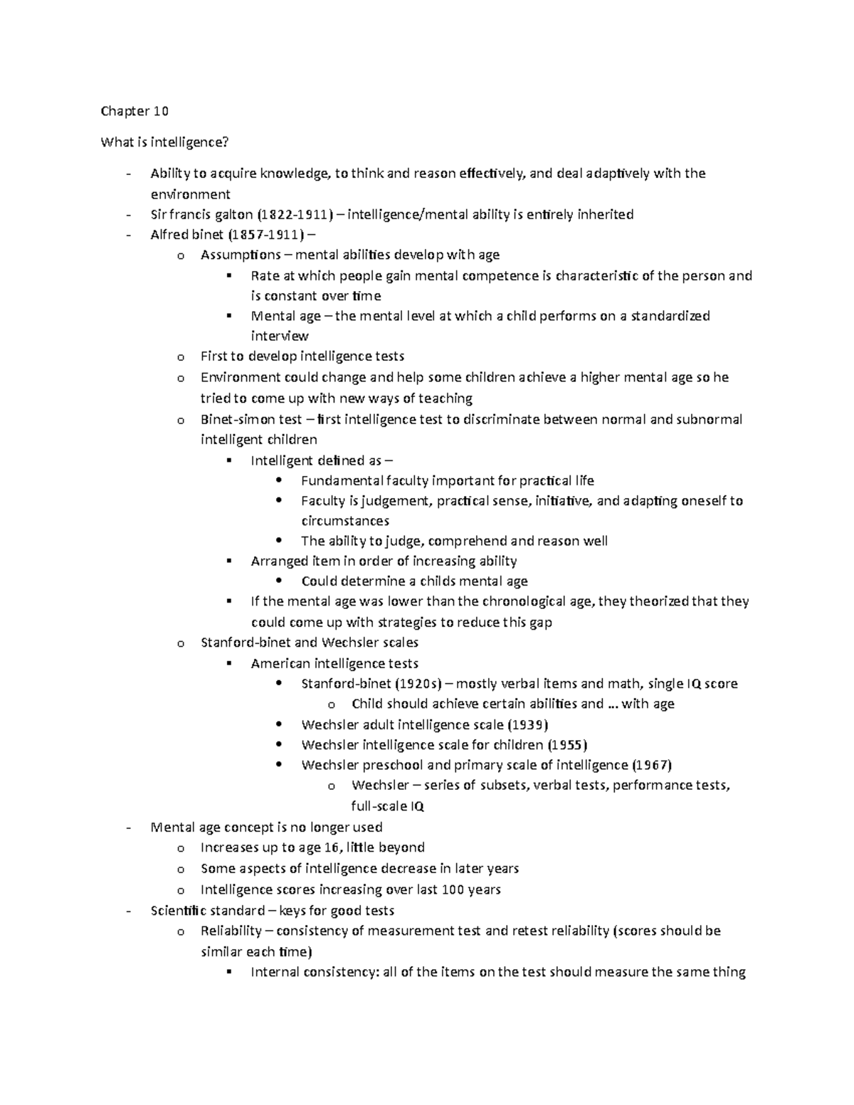 Chapter 10 - prof. campbell - Chapter 10 What is intelligence? Ability ...