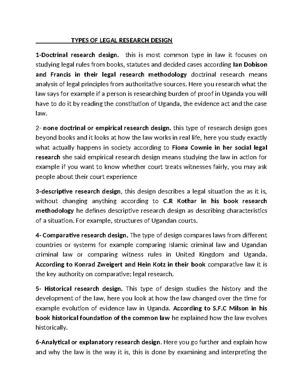 TYPES OF LEGAL RESEARCH DESIGN: An Overview of Methodologies - Studocu