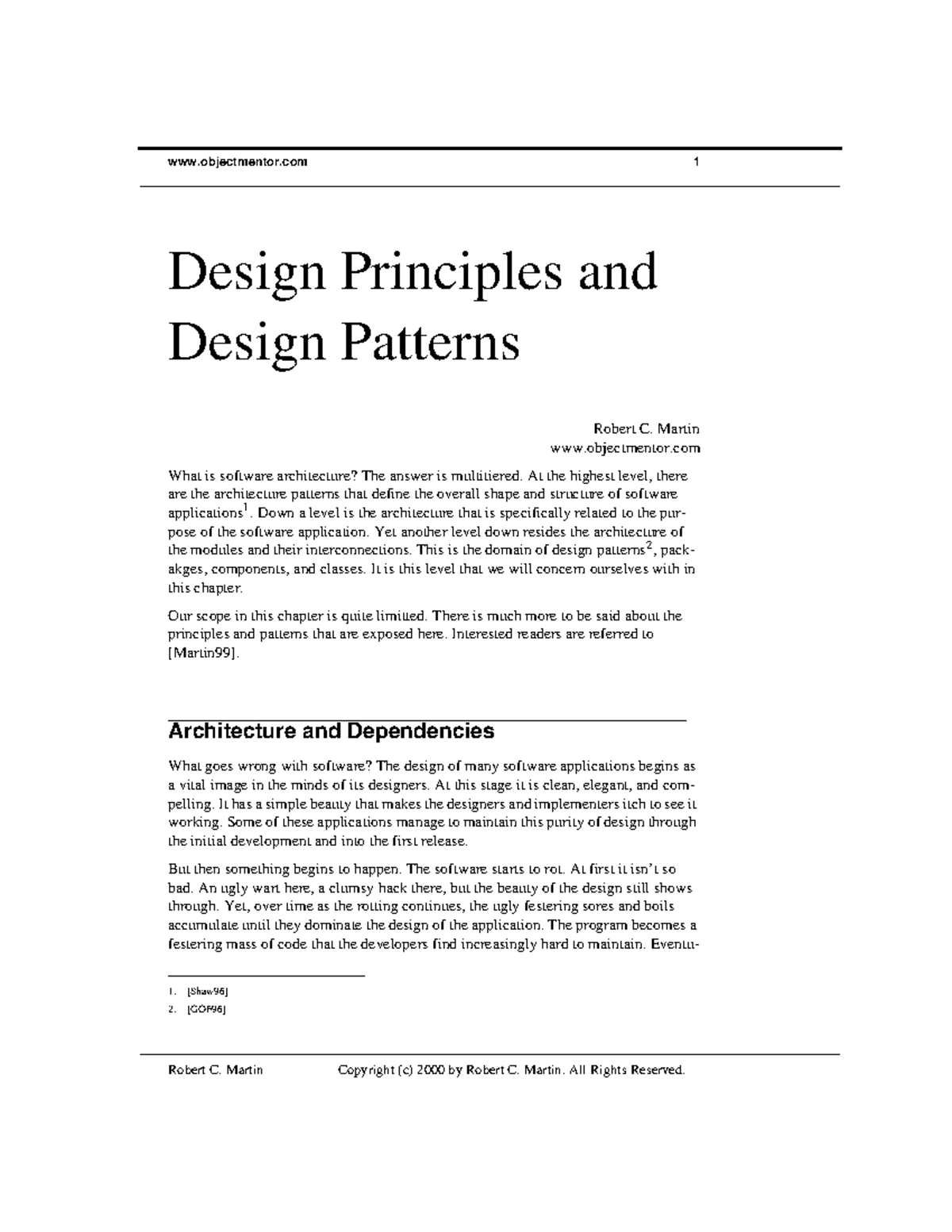 1 Design Principles and Patterns: Understanding Software Architecture ...