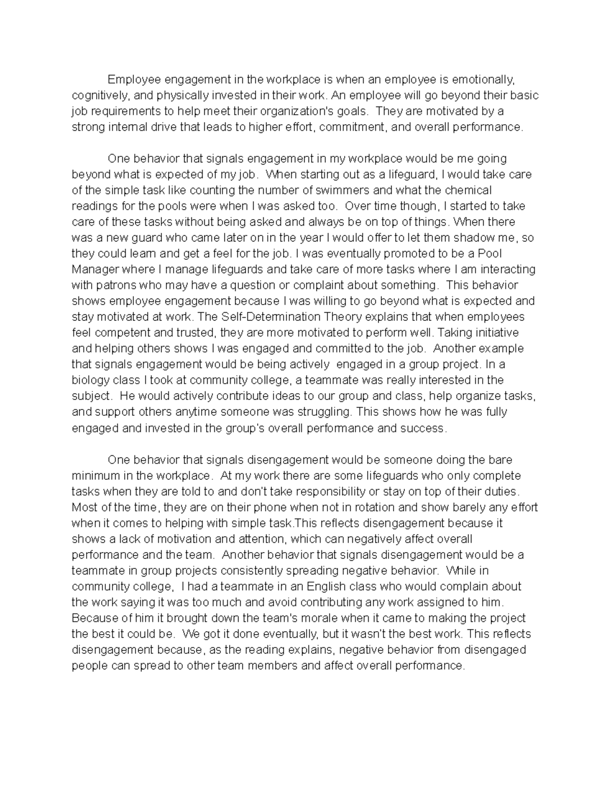 Employee Engagement Discussion Post: Insights and Examples - Studocu