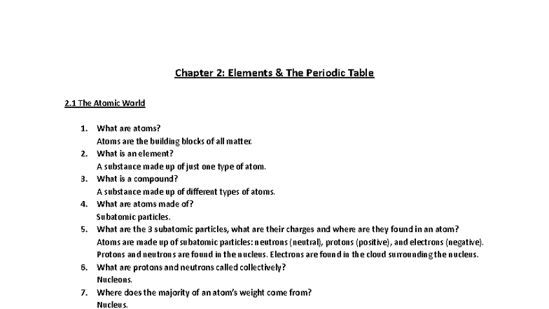 VCE Chemistry Unit 1 AOS 1: Overview of Elements & Periodic Trends ...