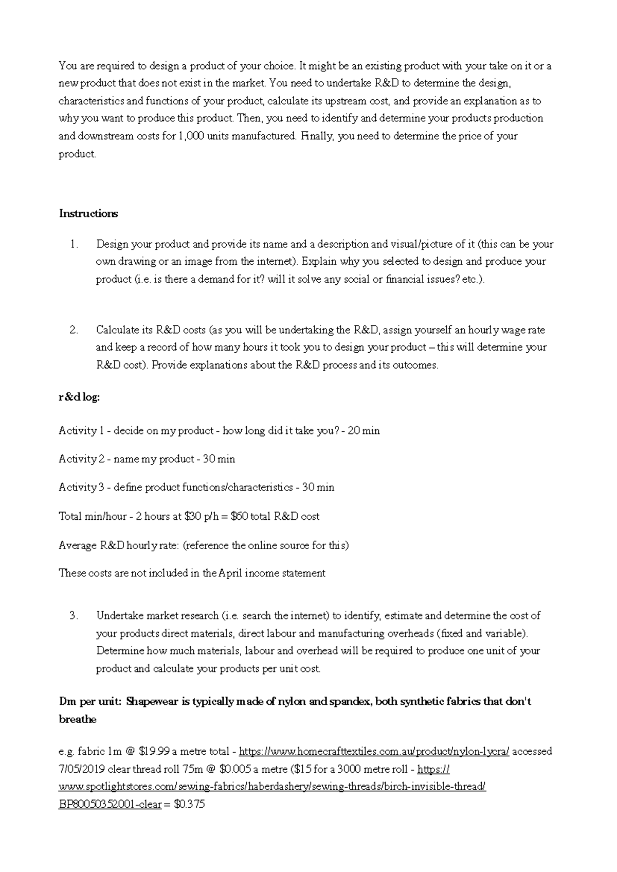 CADM Assignment Structure - You are required to design a product of ...