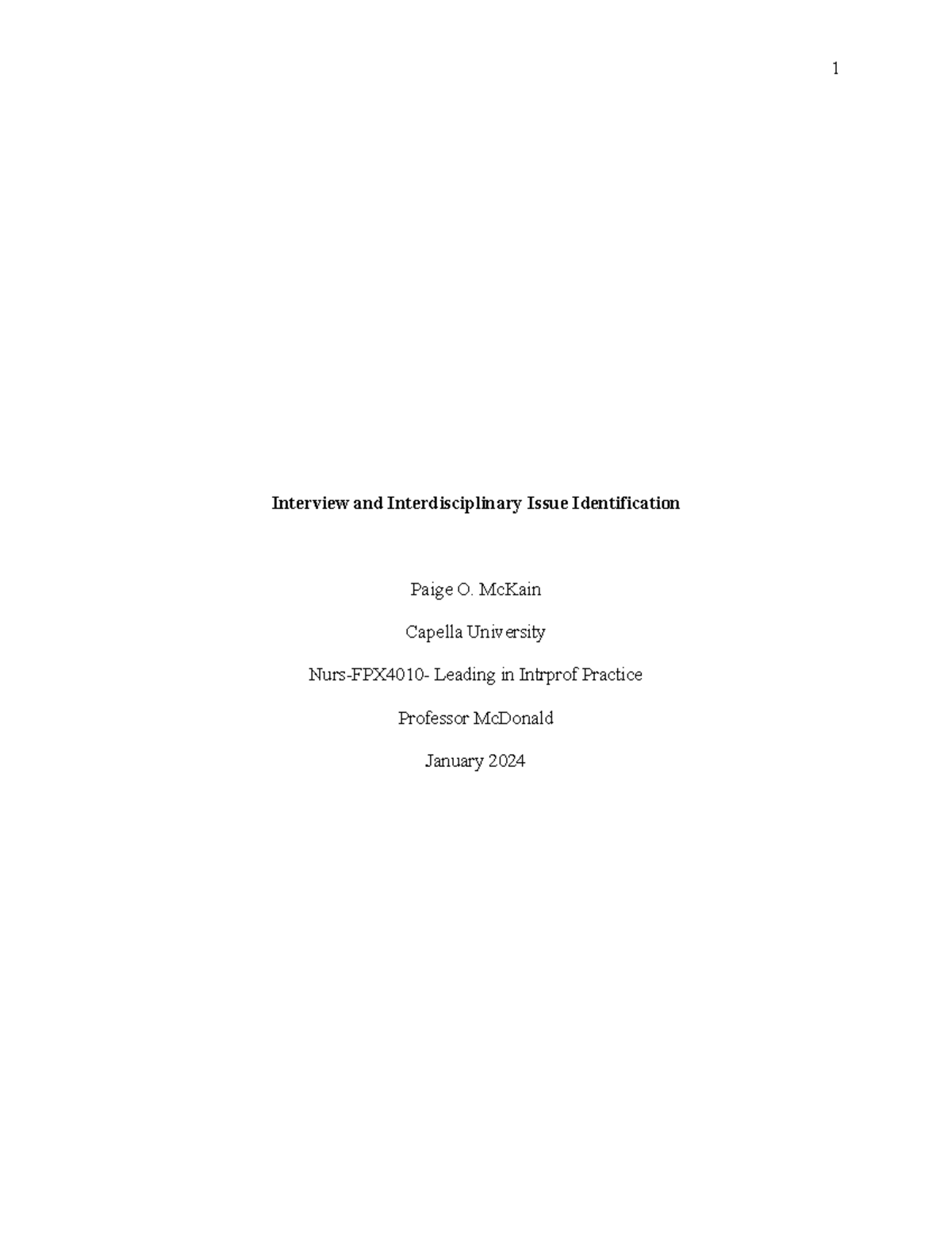 Interview and issue identification - Interview and Interdisciplinary ...
