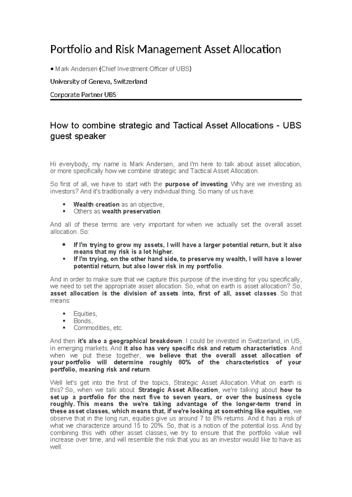 GF 06.17.3.16: Strategic & Tactical Asset Allocation Insights from UBS ...