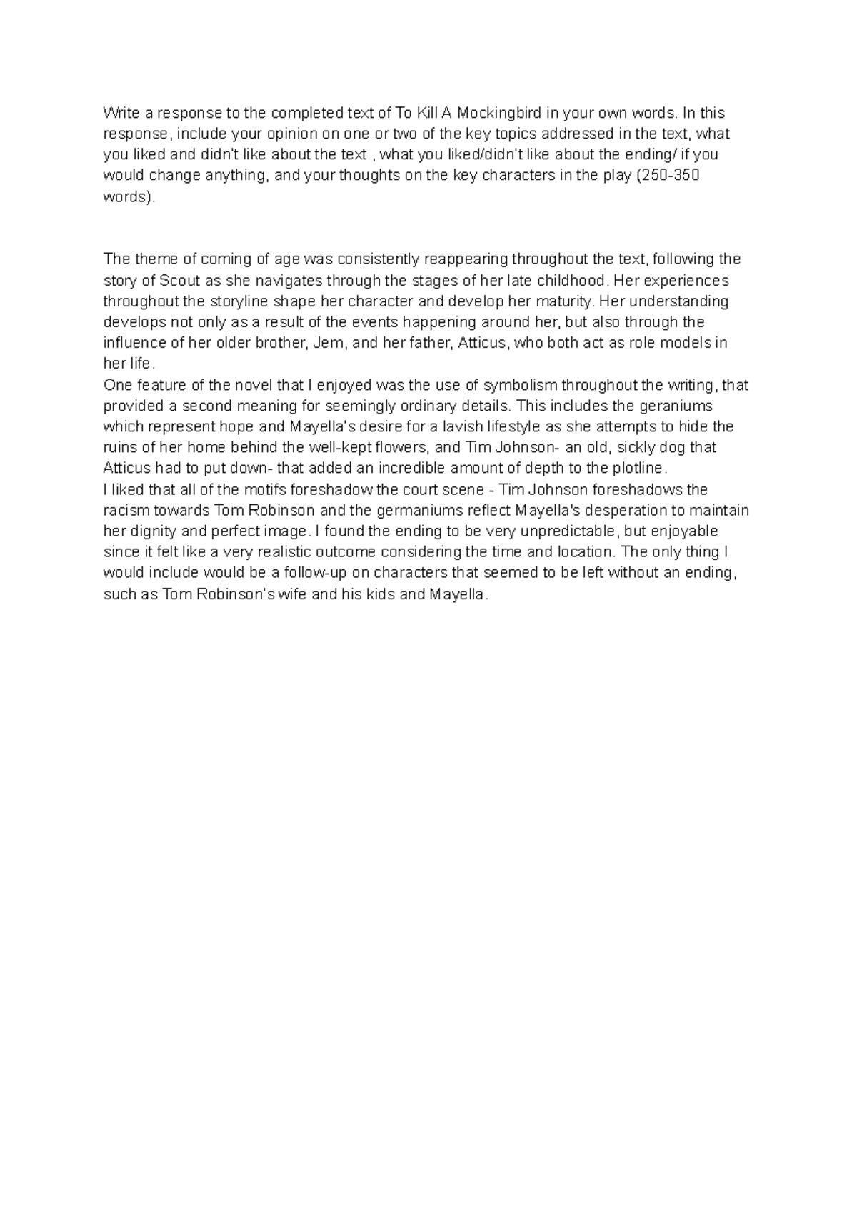 English Short Response: Analyzing Key Themes in TKAM - Studocu