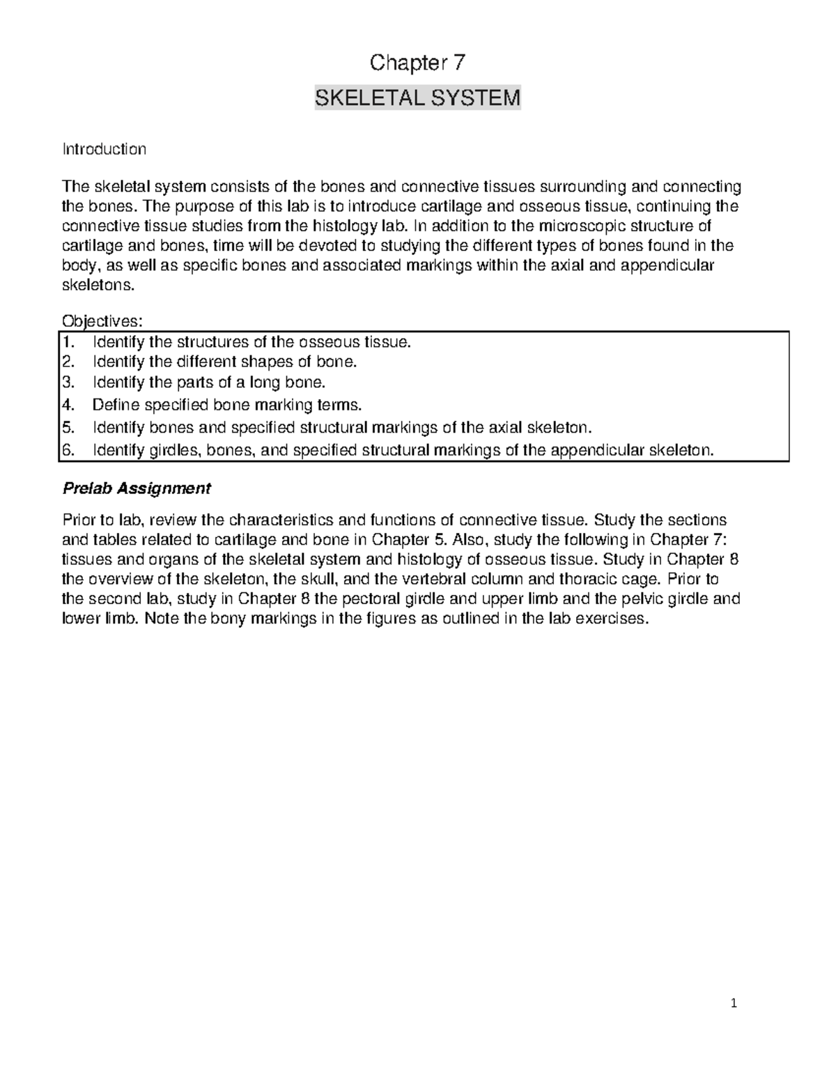 Ch 7 Skeletal System - Chapter 7 SKELETAL SYSTEM Introduction The ...