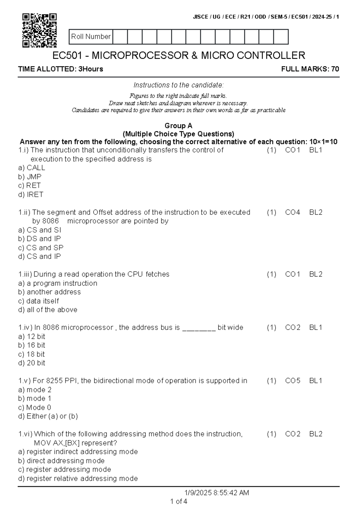 EC501 - Final Exam Notes on Microprocessor & Micro Controller - Studocu