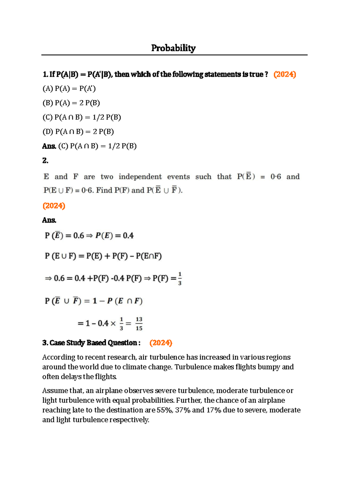 Selfstudys com file - Good for practice - Probability If P(A|B) = P(A ...