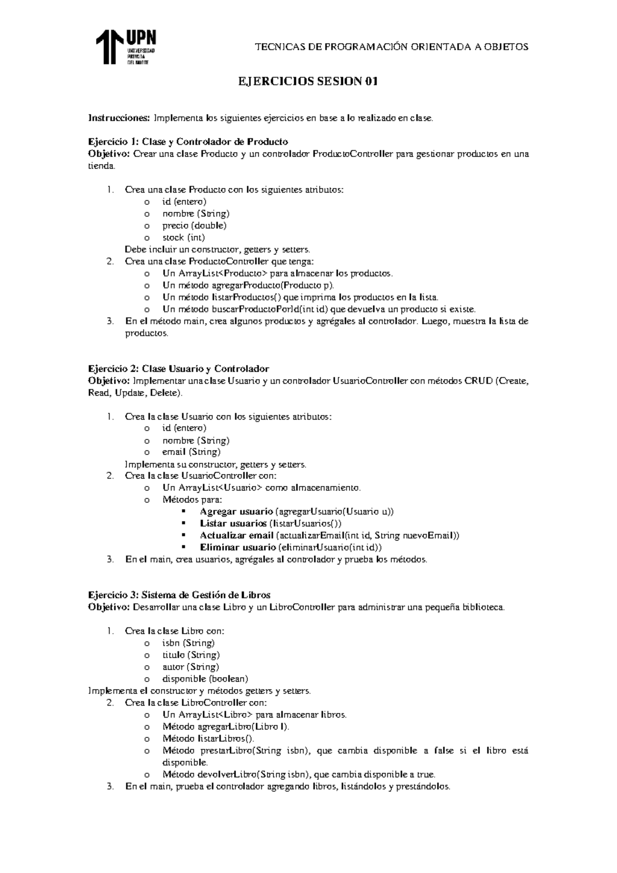 TEC 101: Ejercicios de Programación Orientada a Objetos - Sesión 01 ...
