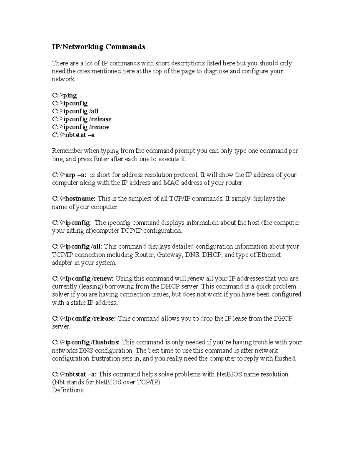 IP Commands Guide - Essential Cisco Commands for Networking - Studeersnel