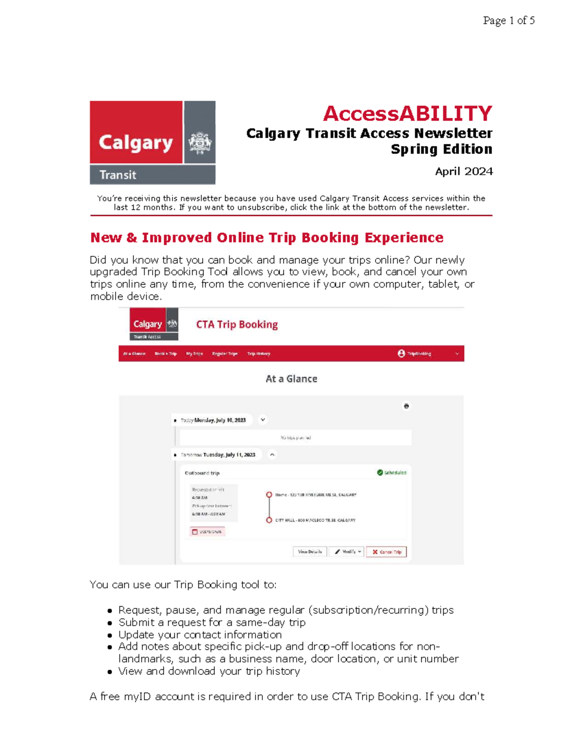 Calgary Transit Access Newsletter - Spring Edition 2024 - Studocu