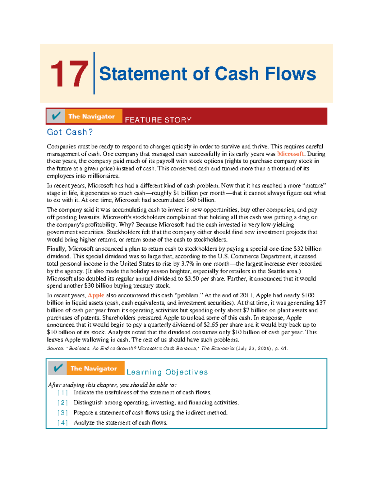 Statement of cash flow - Lecture notes 1-5 - 17 Statement of Cash Flows ...