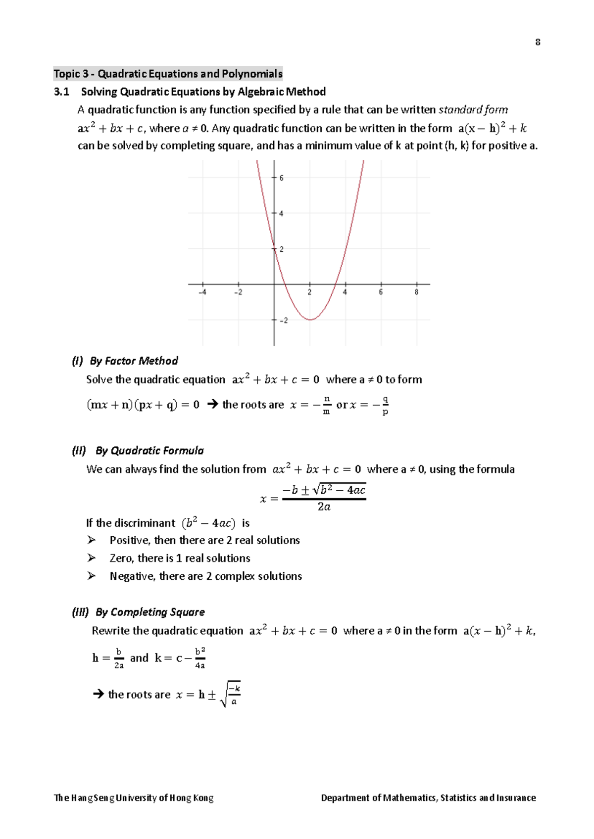 Bridging Course 21: Quadratic Equations & Polynomials (Topic 3) - Studocu