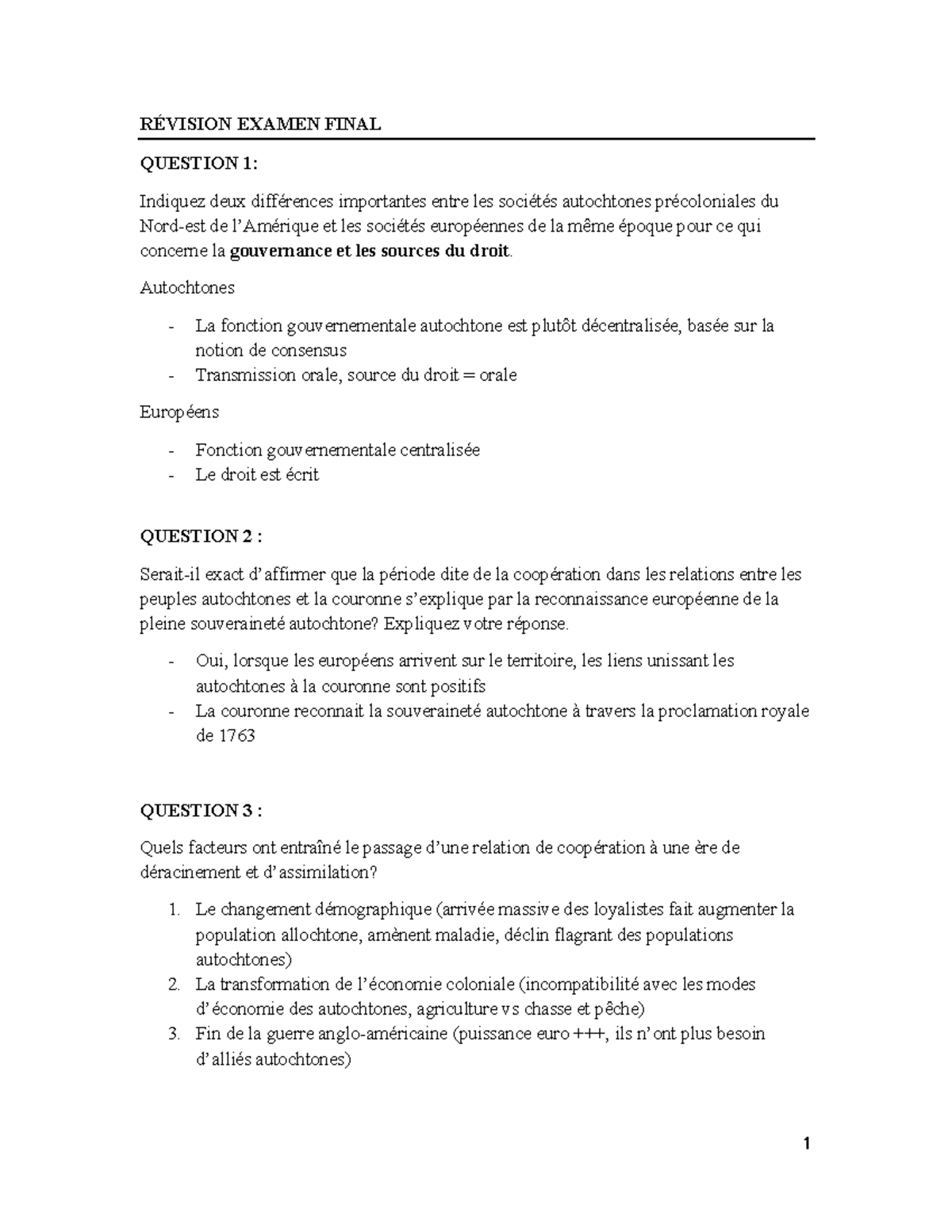 Révision des concepts autochtones pour l'examen final (CIV 301) - Studocu