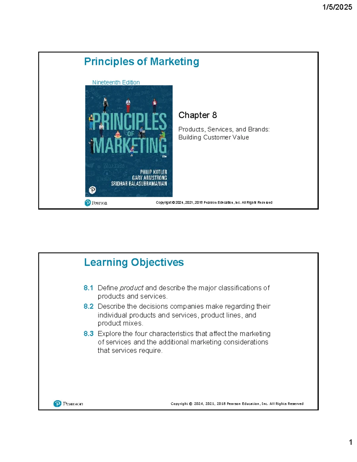 Principles of Marketing (MKT 101) Chapter 1: Creating Customer Value ...