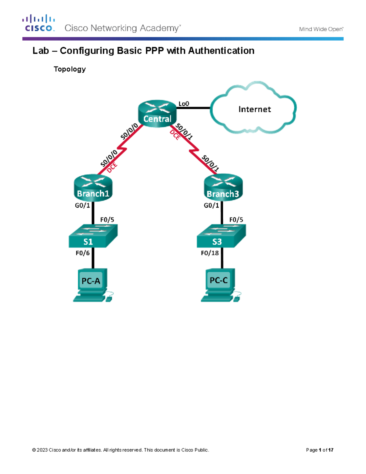 2.3.2.7 Lab - Configuring Basic PPP with Authentication - Topology ...