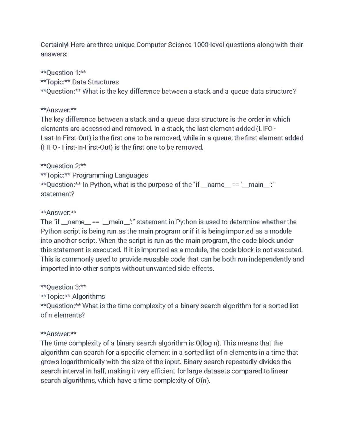 Comp 1000 (46) - Unique Questions and Answers on CS Concepts - Studocu