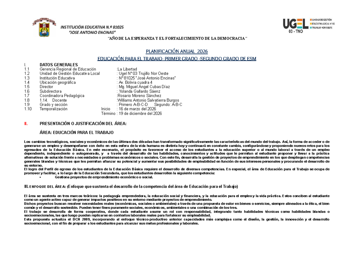 PA EPT WS 1° - 2° 2026 - Programación Anual de Educación para el Trabajo - Document Preview