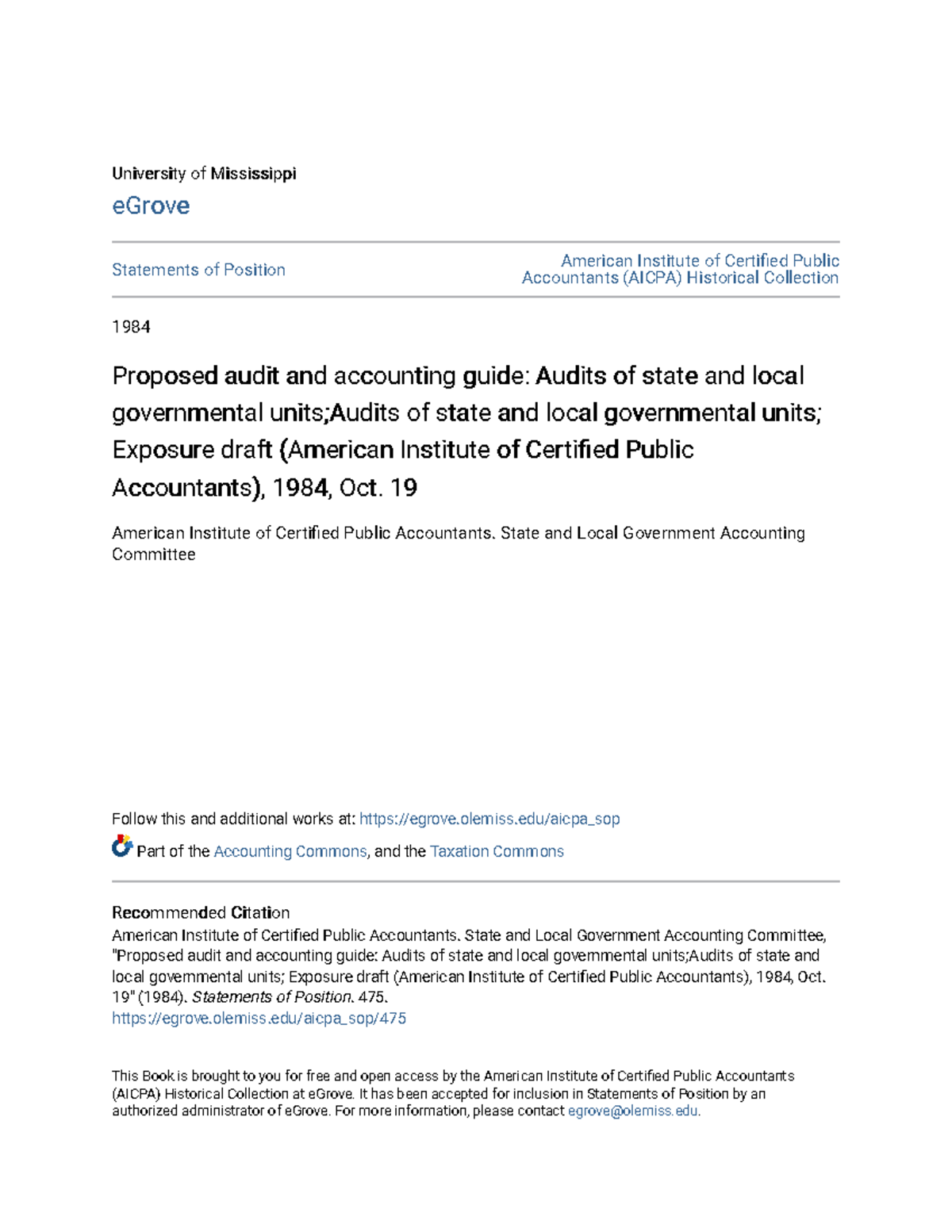 Proposed audit and accounting guide Audits of state and local go ...