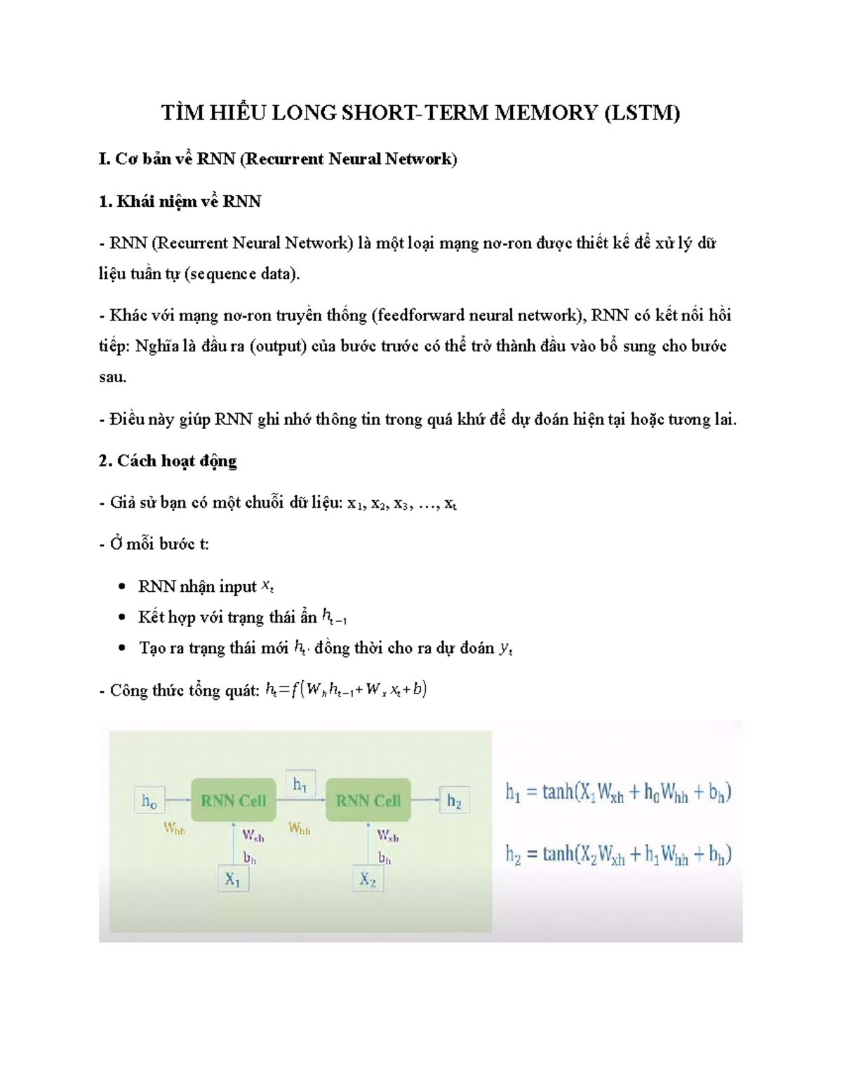 Tìm Hiểu LSTM và RNN: Cấu Trúc, Ứng Dụng và Ưu Nhược Điểm - Studocu