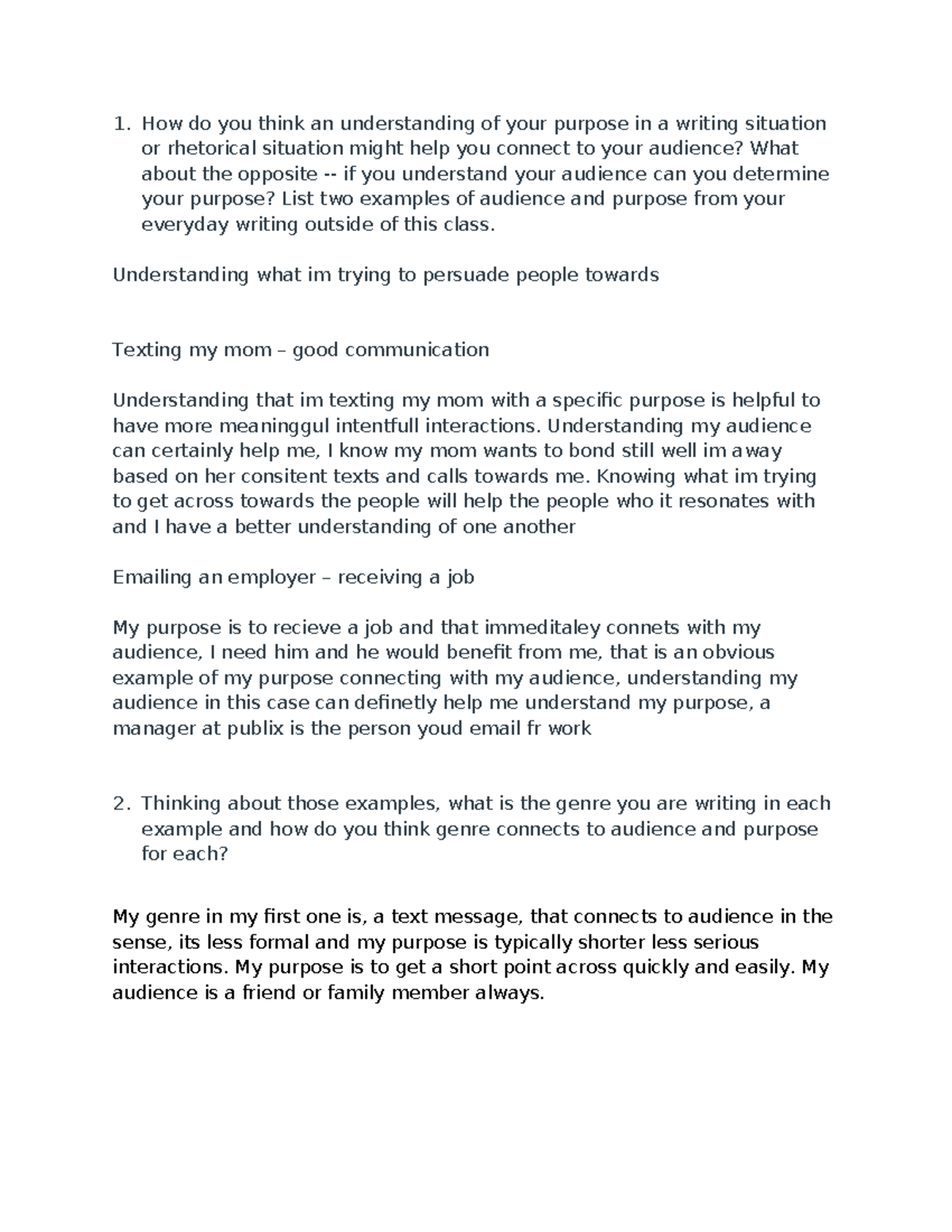 Understanding Purpose and Audience in Everyday Writing Examples - Studocu