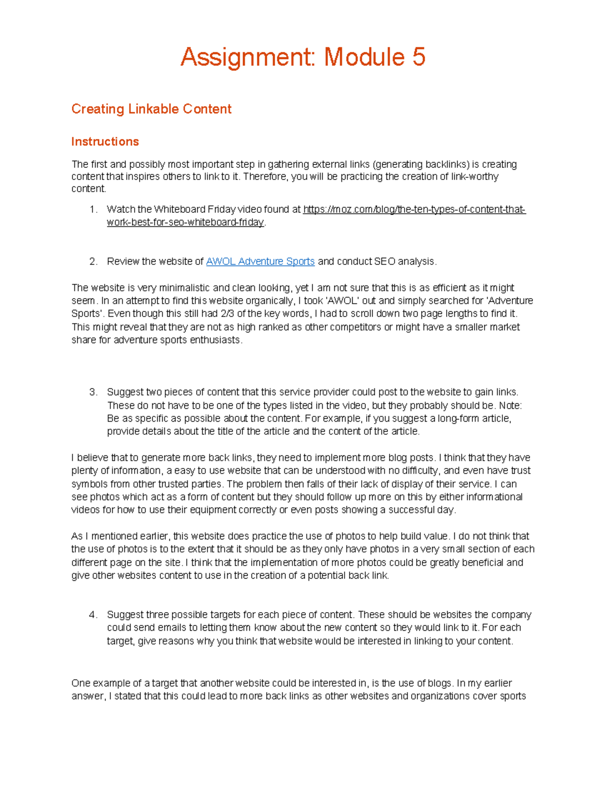 Answer Key - Module 5 Assignment - Creating Linkable Content ...
