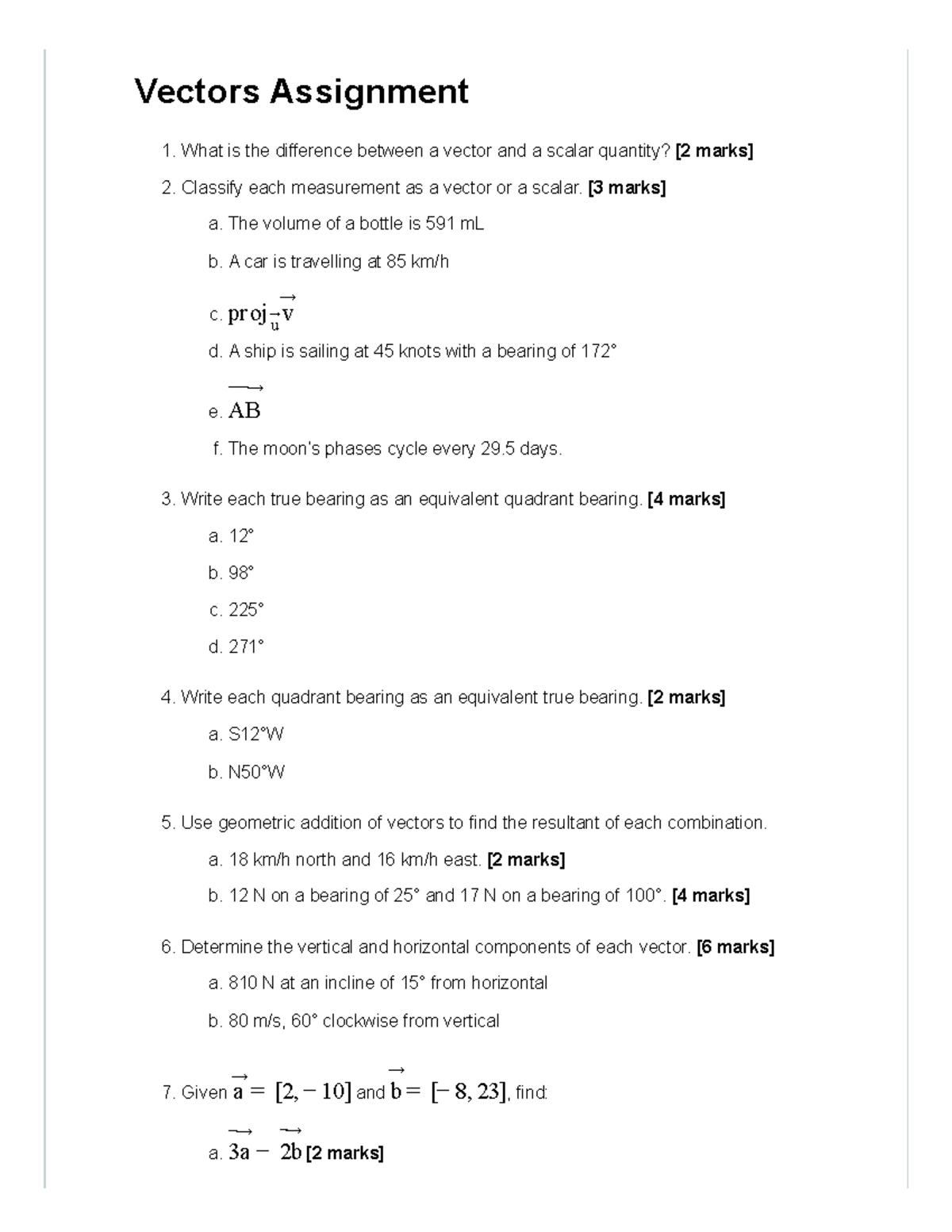 Vectors Assignment 1: Understanding Vectors vs Scalars and Applications ...