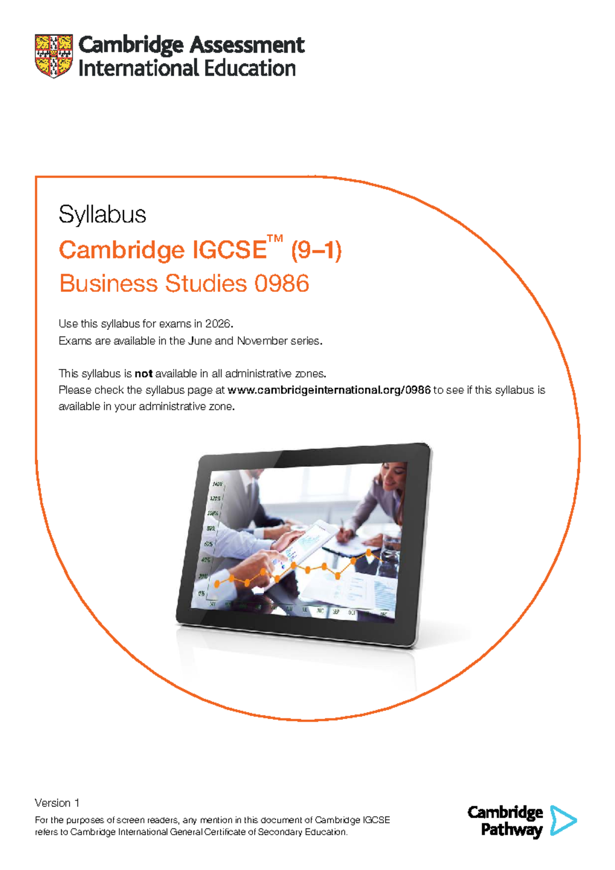 Cambridge IGCSE Business Studies 0986 Syllabus Overview for 2026 - Studocu
