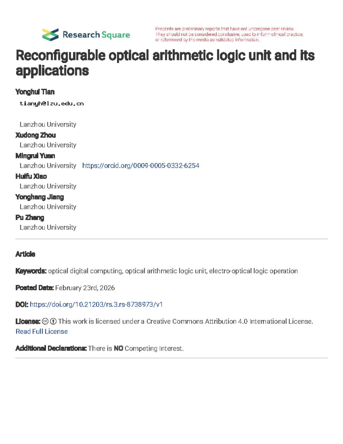 Reconfigurable Optical Arithmetic Logic Unit: Design & Applications ...