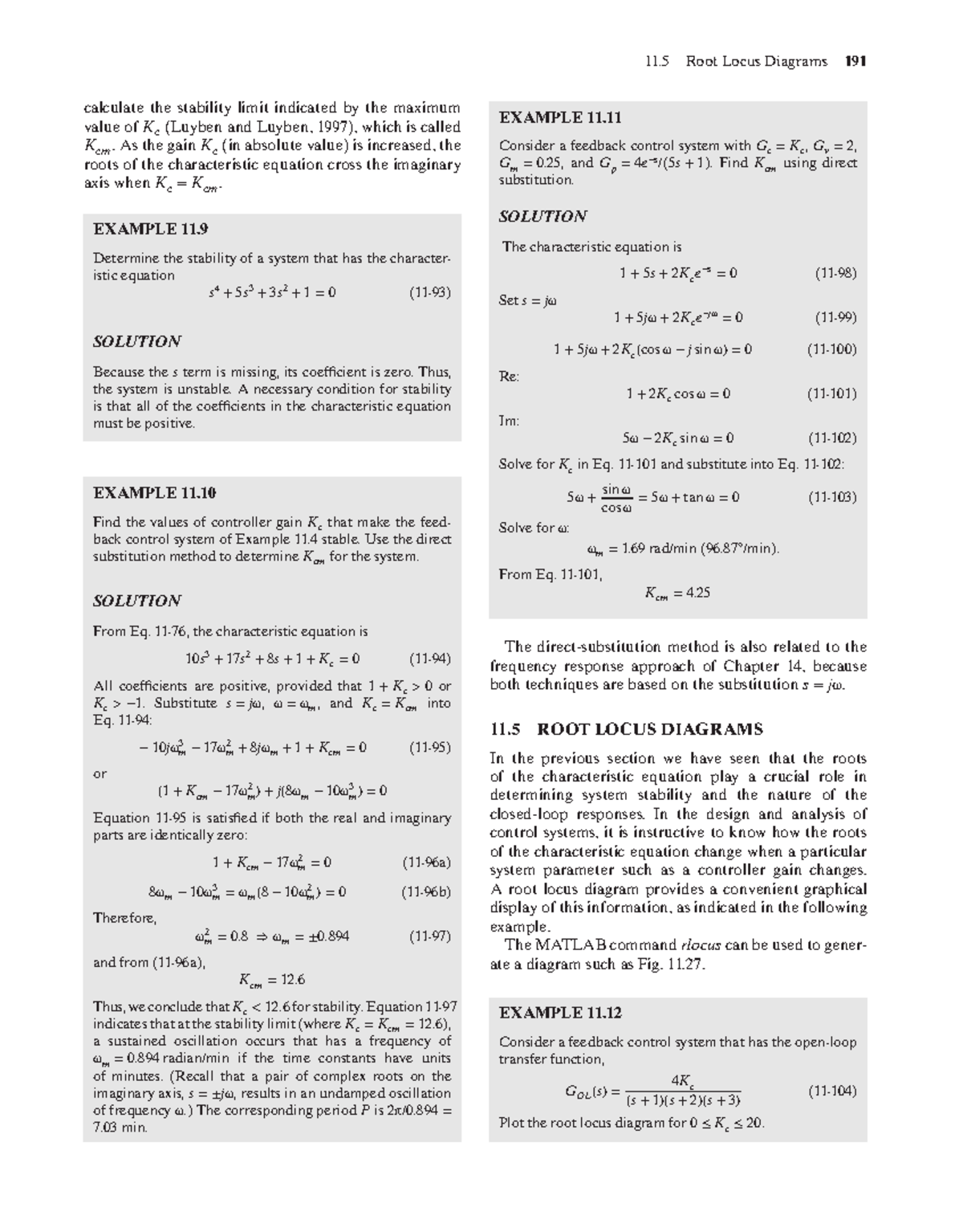 Root Locus Diagrams and Stability Limits in Control Systems (11.5 ...