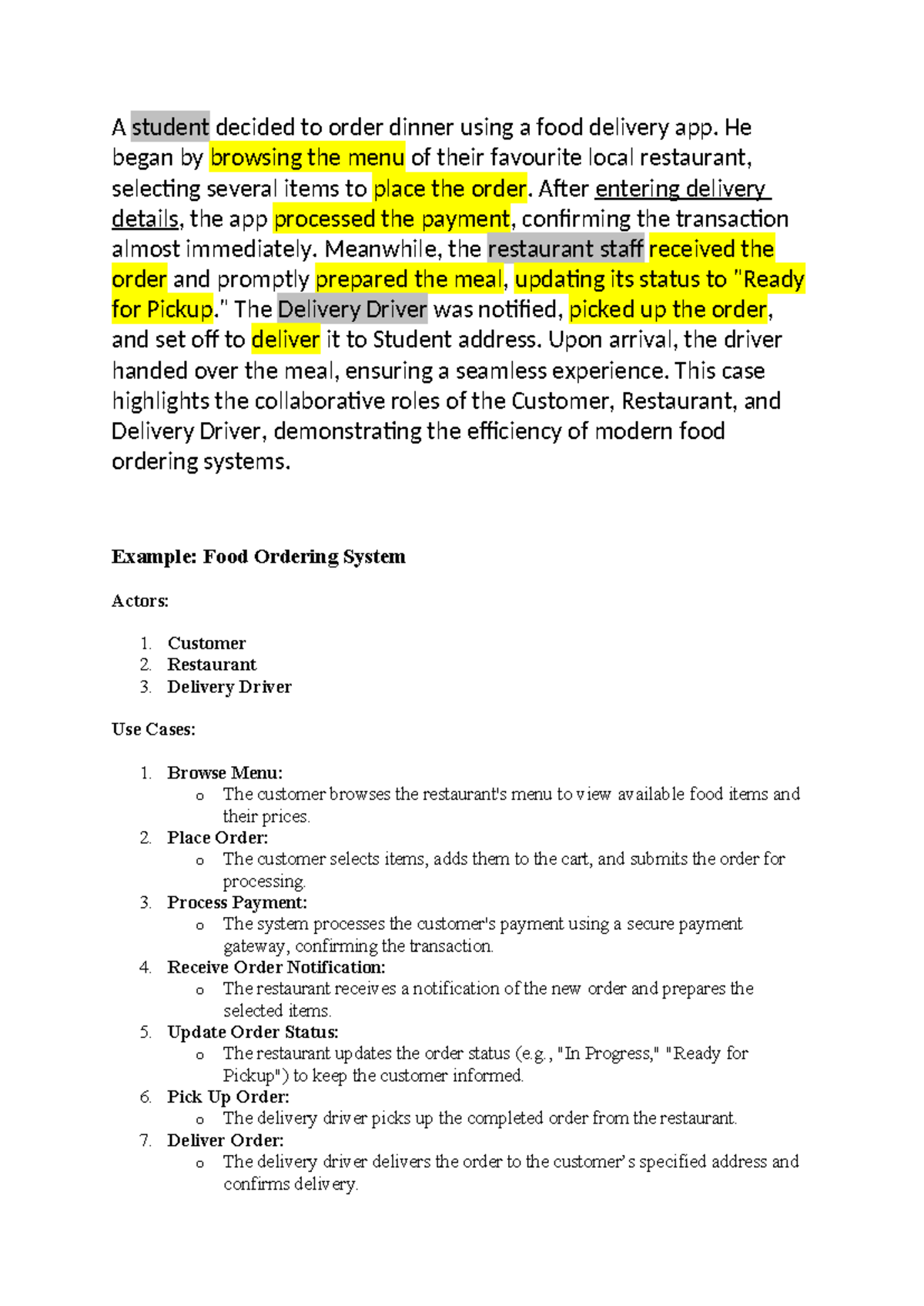 Use Case Example 2 - Food Ordering System PP Slides - Studocu