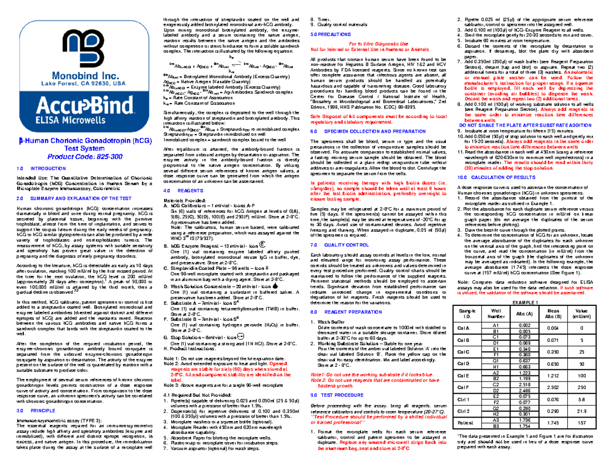 hCG Quantitative Determination: Microplate Enzyme Immunoassay Guide ...