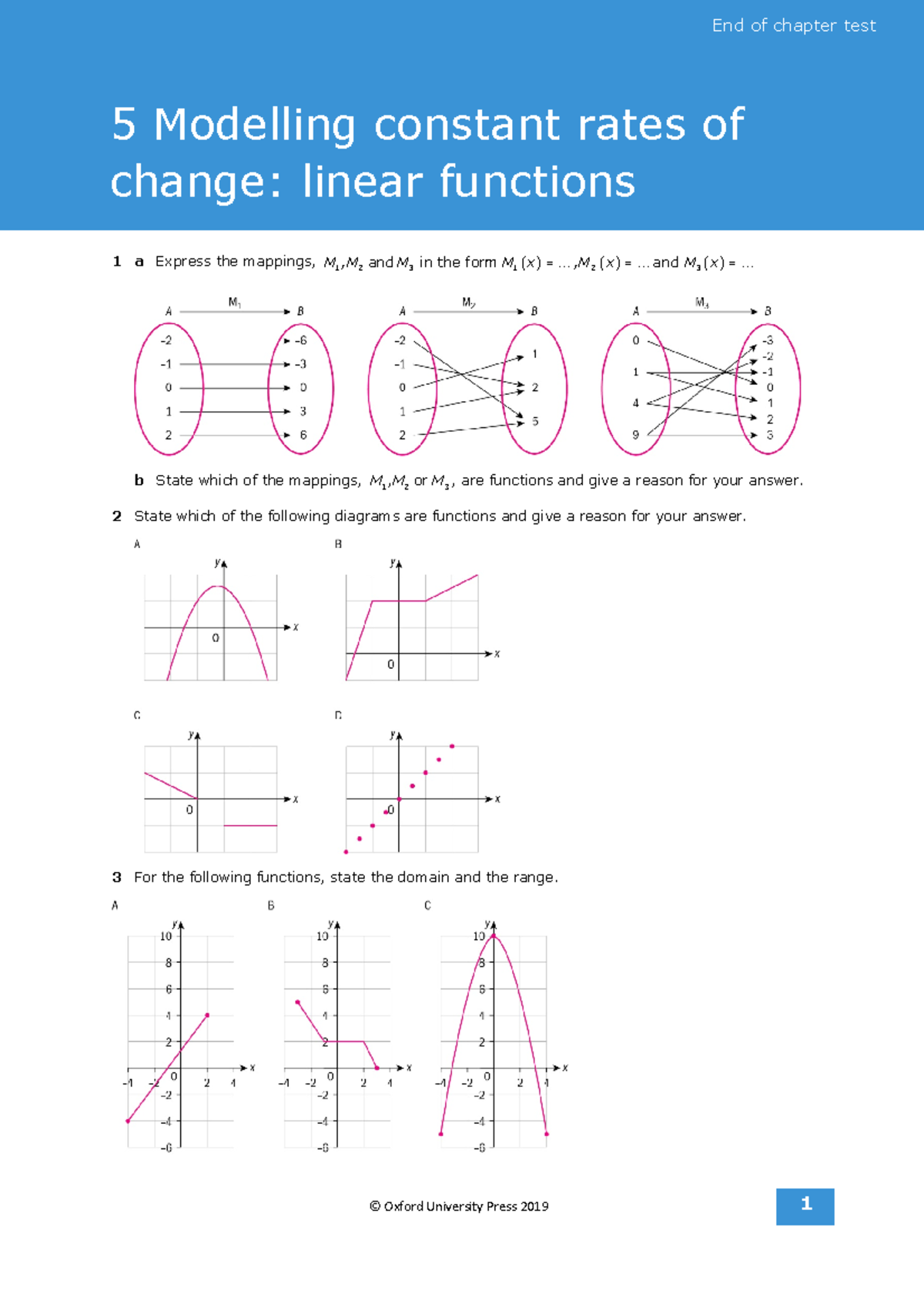 End of Chapter Test 5: Modelling Linear Functions in Math IB - Studocu