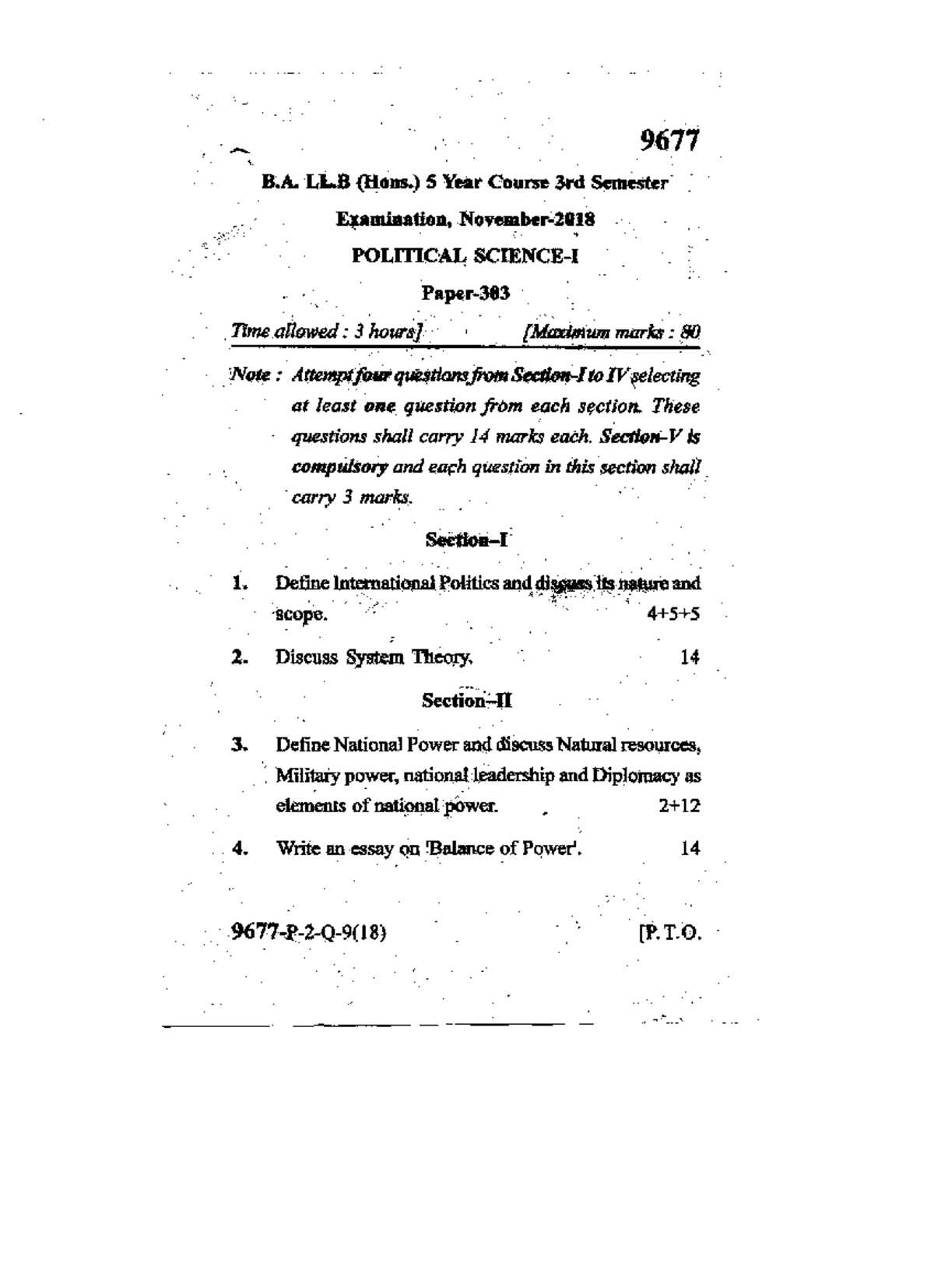 Ballb 3 sem hons political science 1 9677 nov 2018 - 9677 B. LL (Hons ...