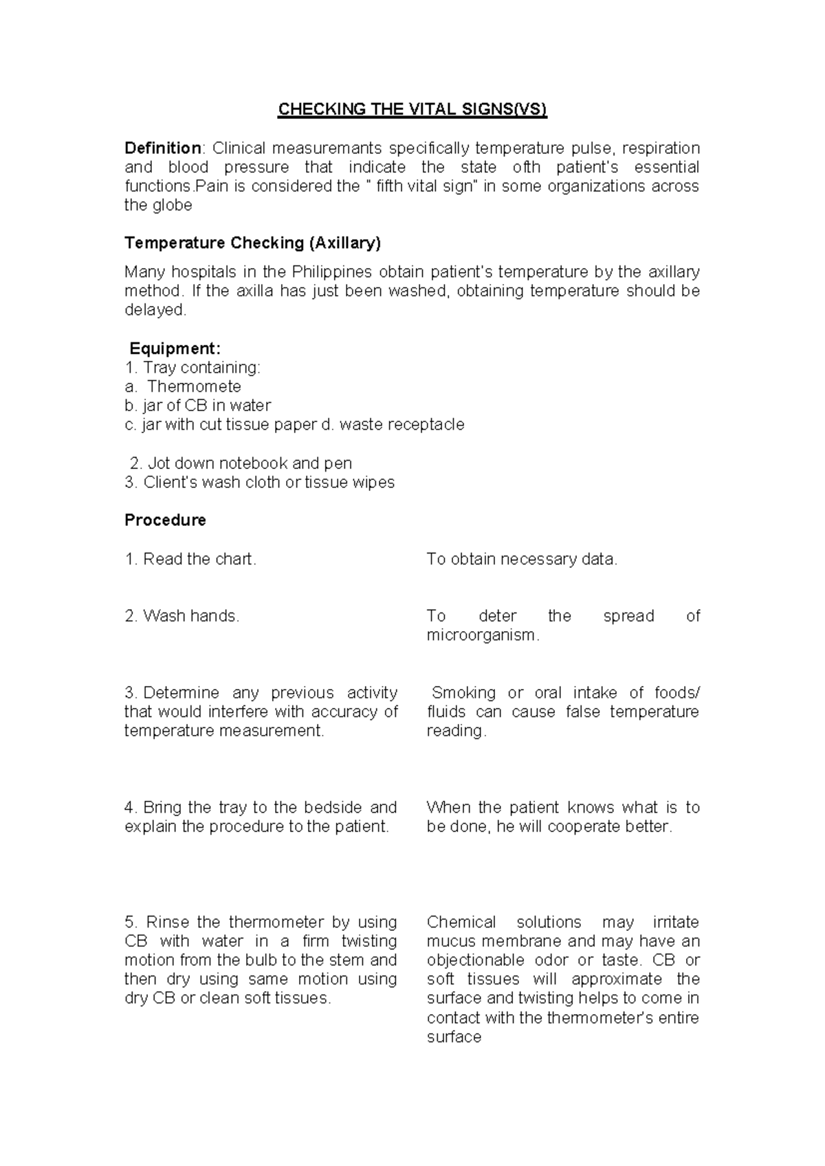 Essential Guide to Checking Vital Signs (VS) in Clinical Care - Studocu