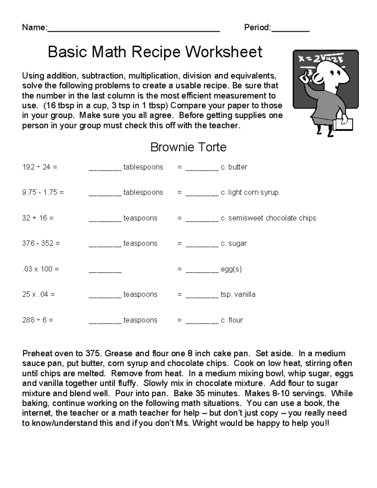 HSd9vn R - General Culinary Math: Basic Recipe Math Worksheet - Studocu