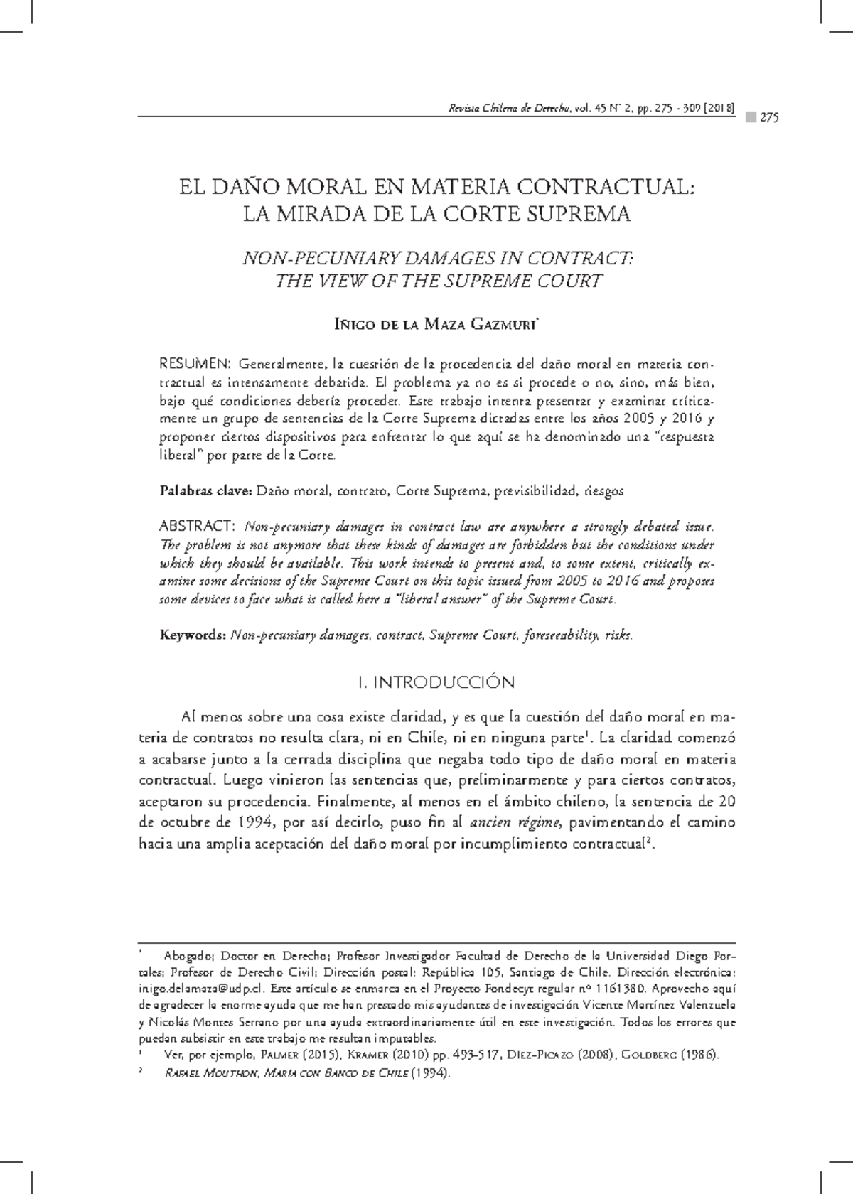 El daño moral en materia contractual: Análisis de la Corte Suprema ...