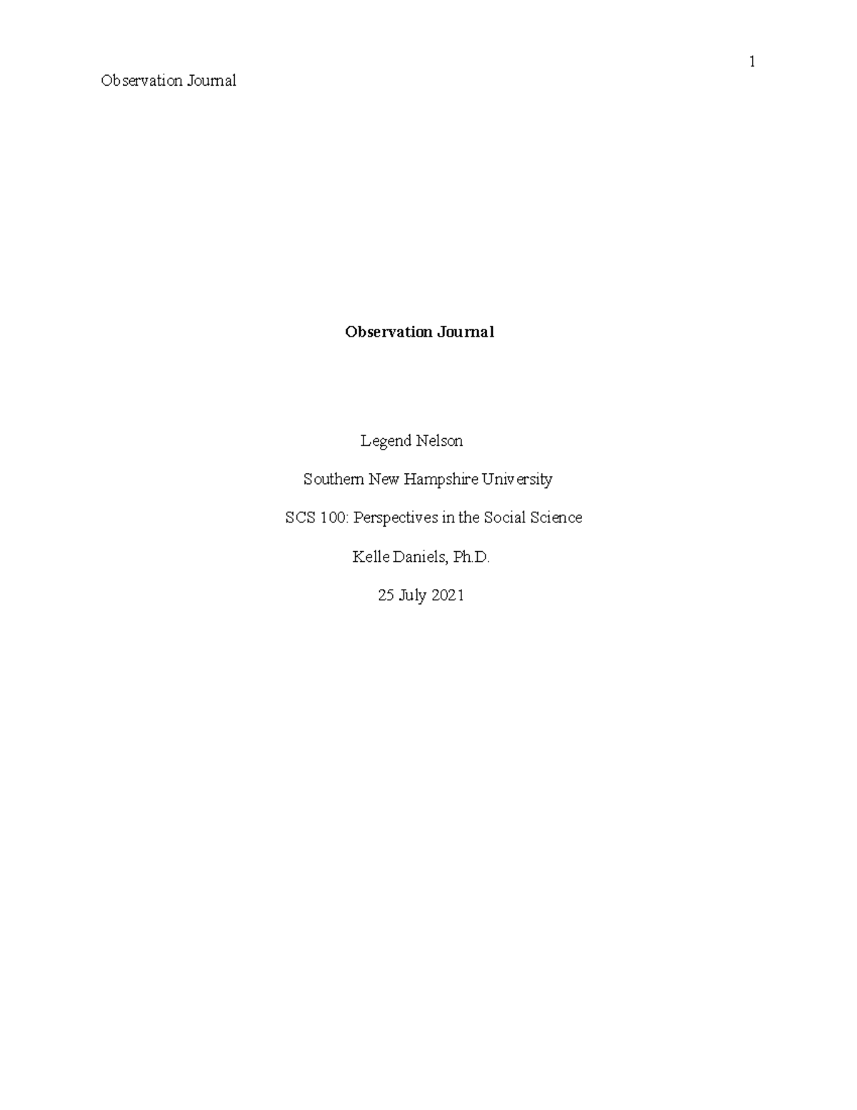 Journal observation checklist for social science - Observation Journal ...