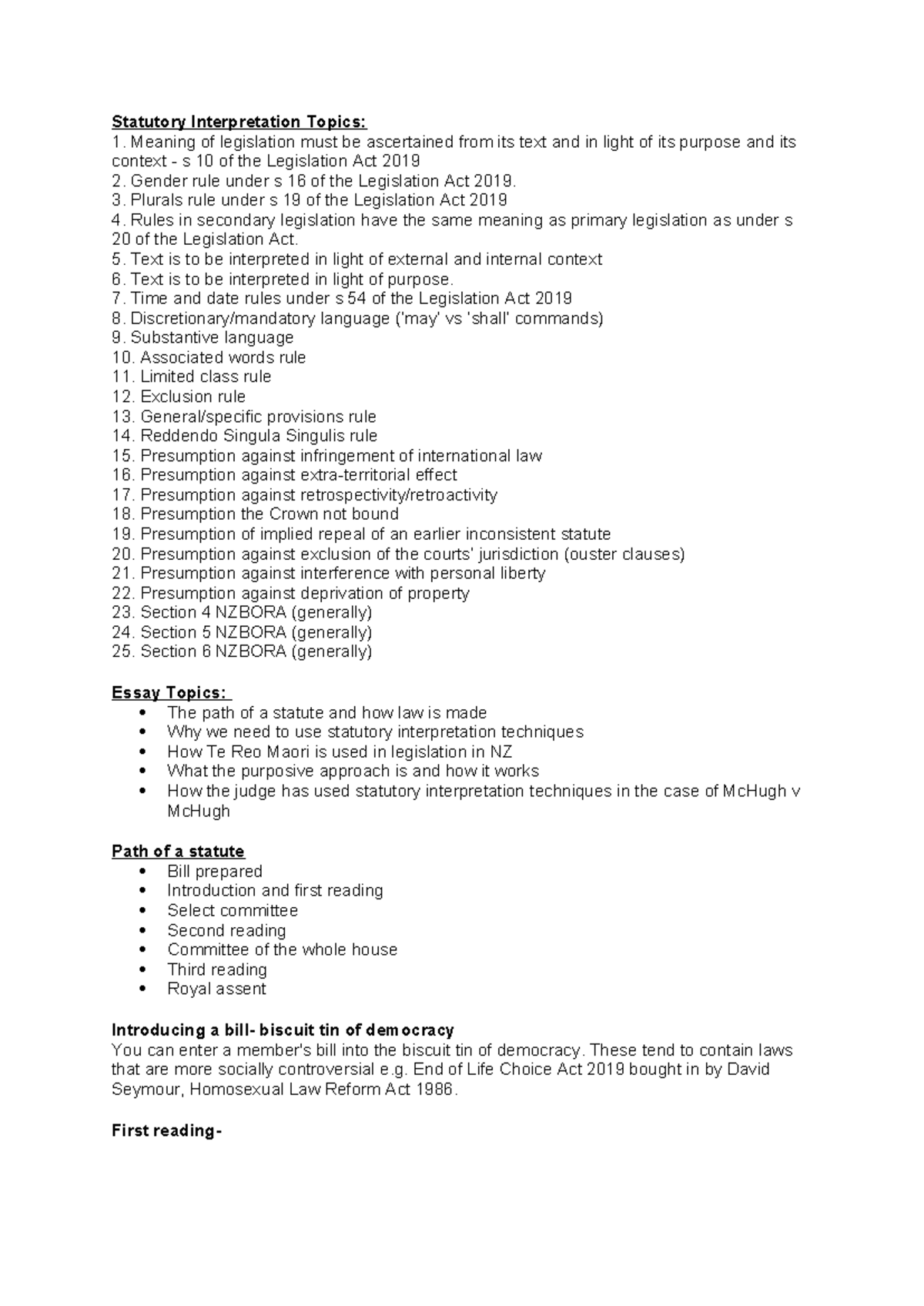 Statutory Interpretation - Meaning of legislation must be ascertained ...