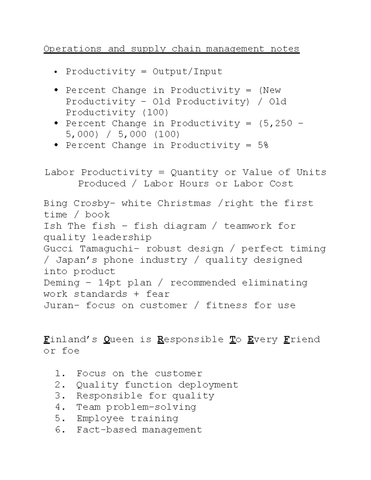 Operations and supply chain management notes - Focus on the customer 2 ...