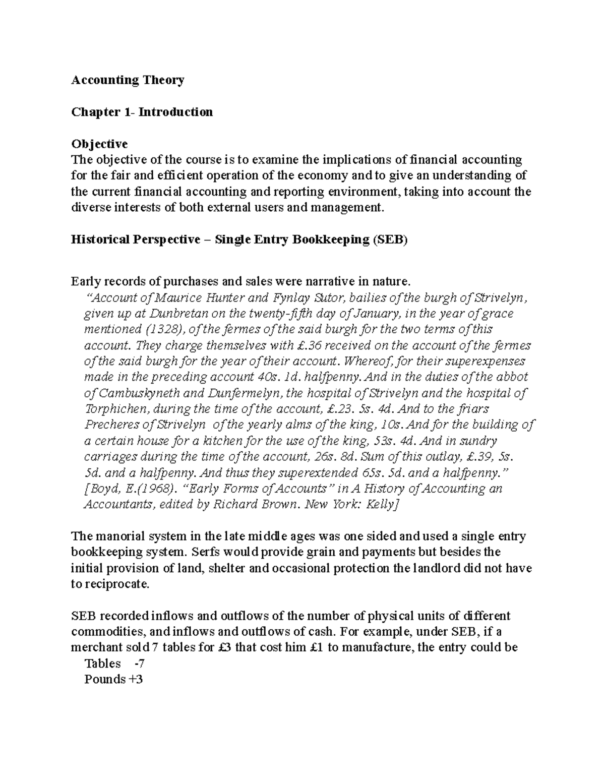 Accounting Theory: Chapter 1 Overview and Historical Perspectives - Studocu