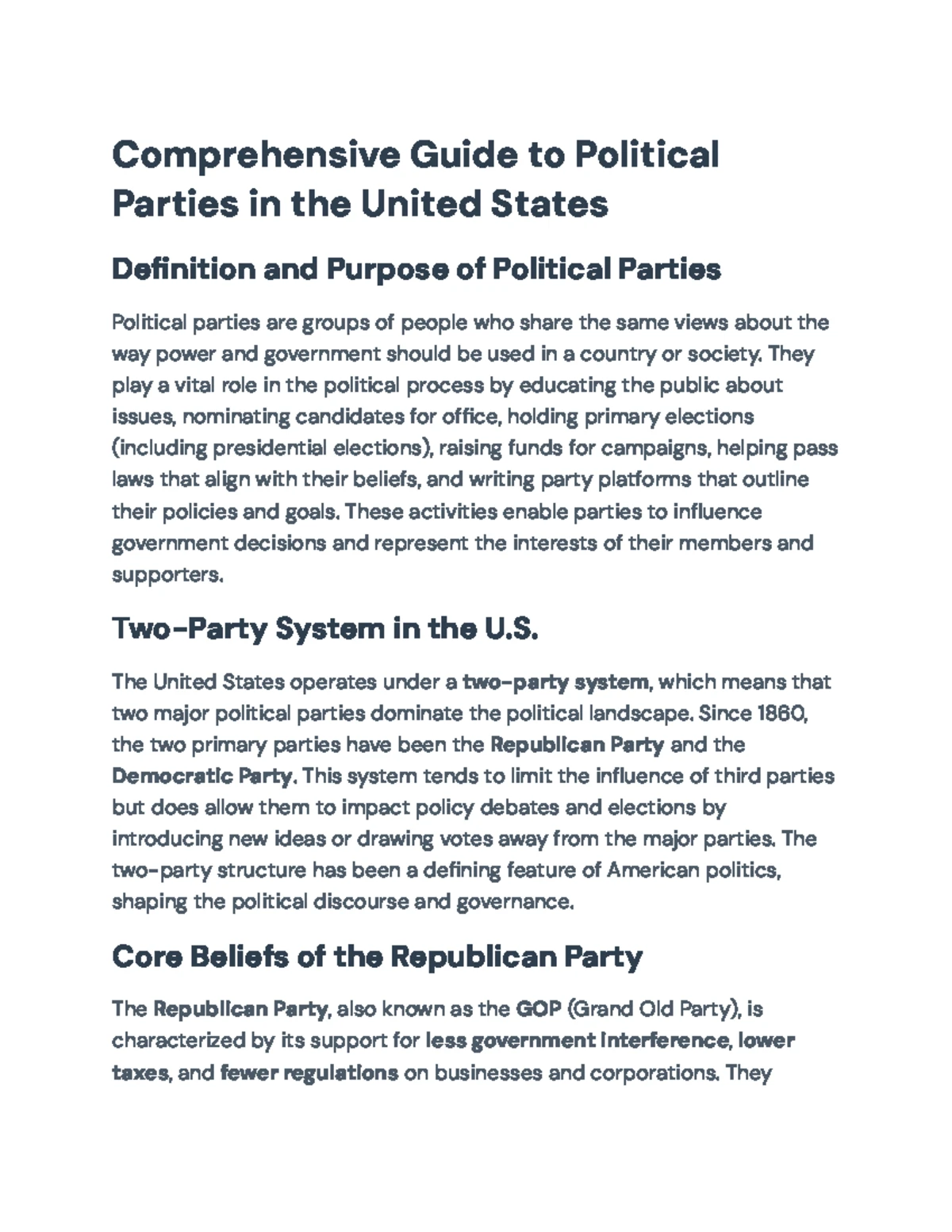 Political Parties: Overview and Key Concepts Quiz (S7C) - Studocu