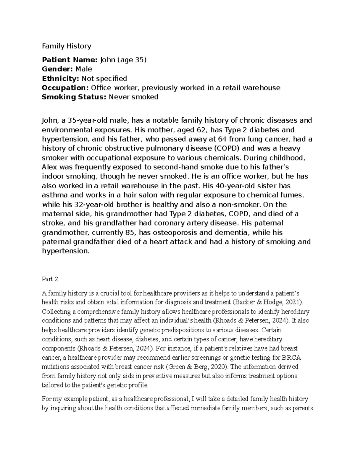 Respiratory Assessment of Patient Tina Jones: Clinical Experience Notes ...
