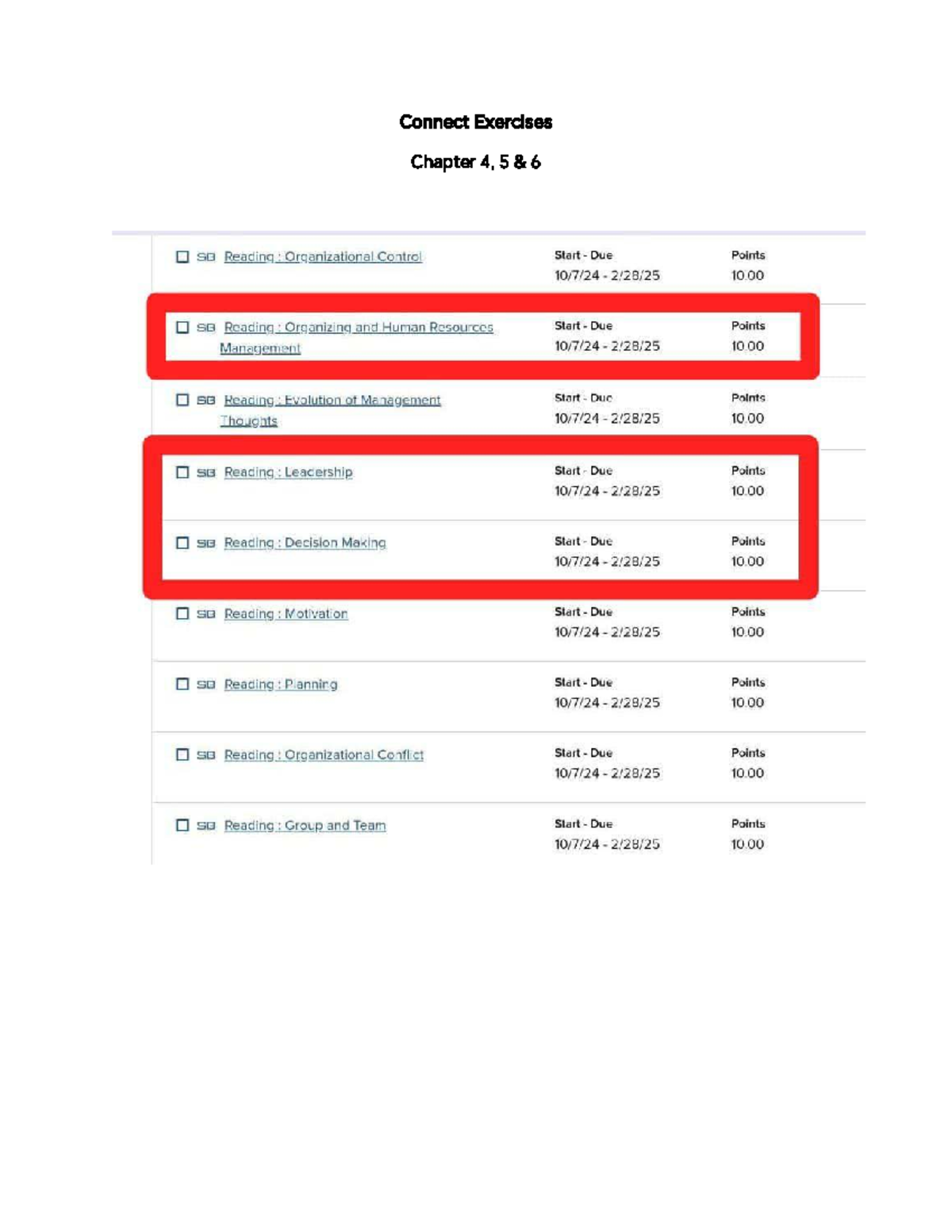 Connect Lecture Notes: Chapters 4, 5 & 6 on Org Control & Management ...