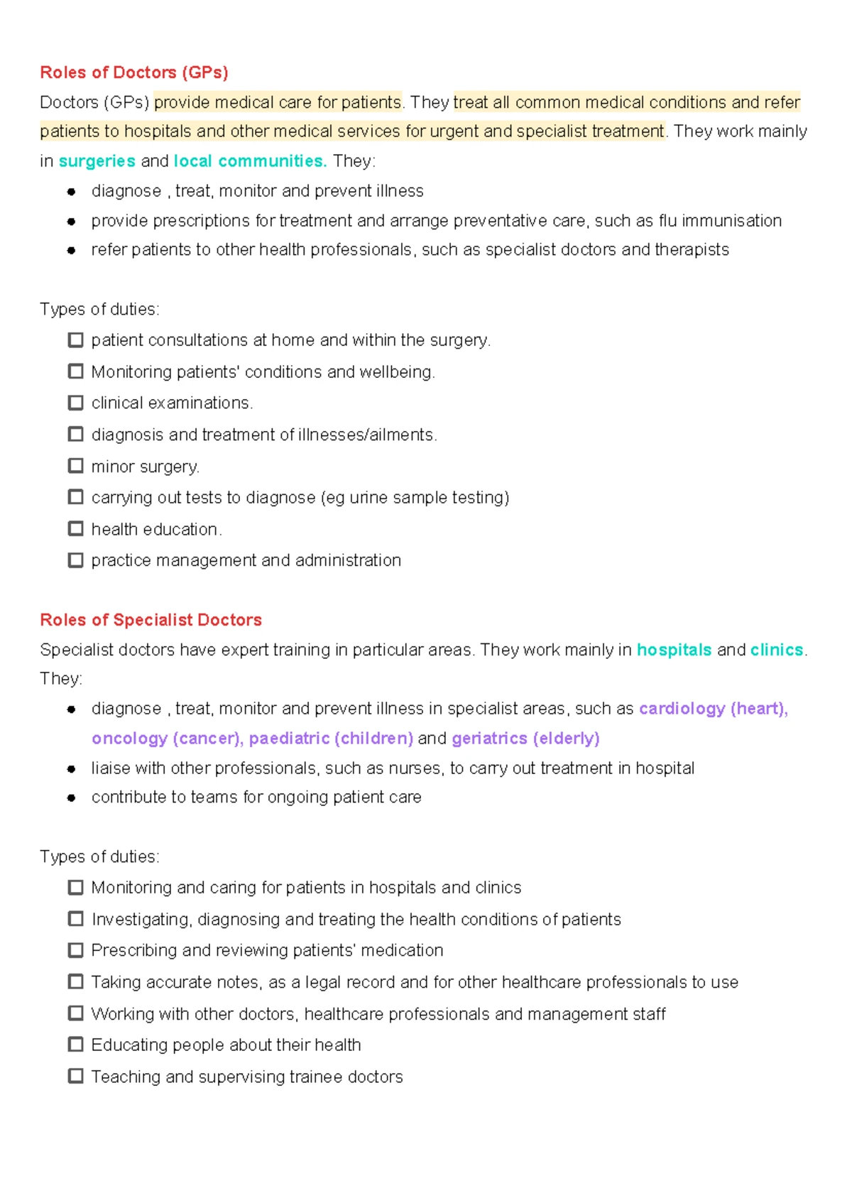 Unit 2: Working in Health and Social Care- Revision Notes on ...