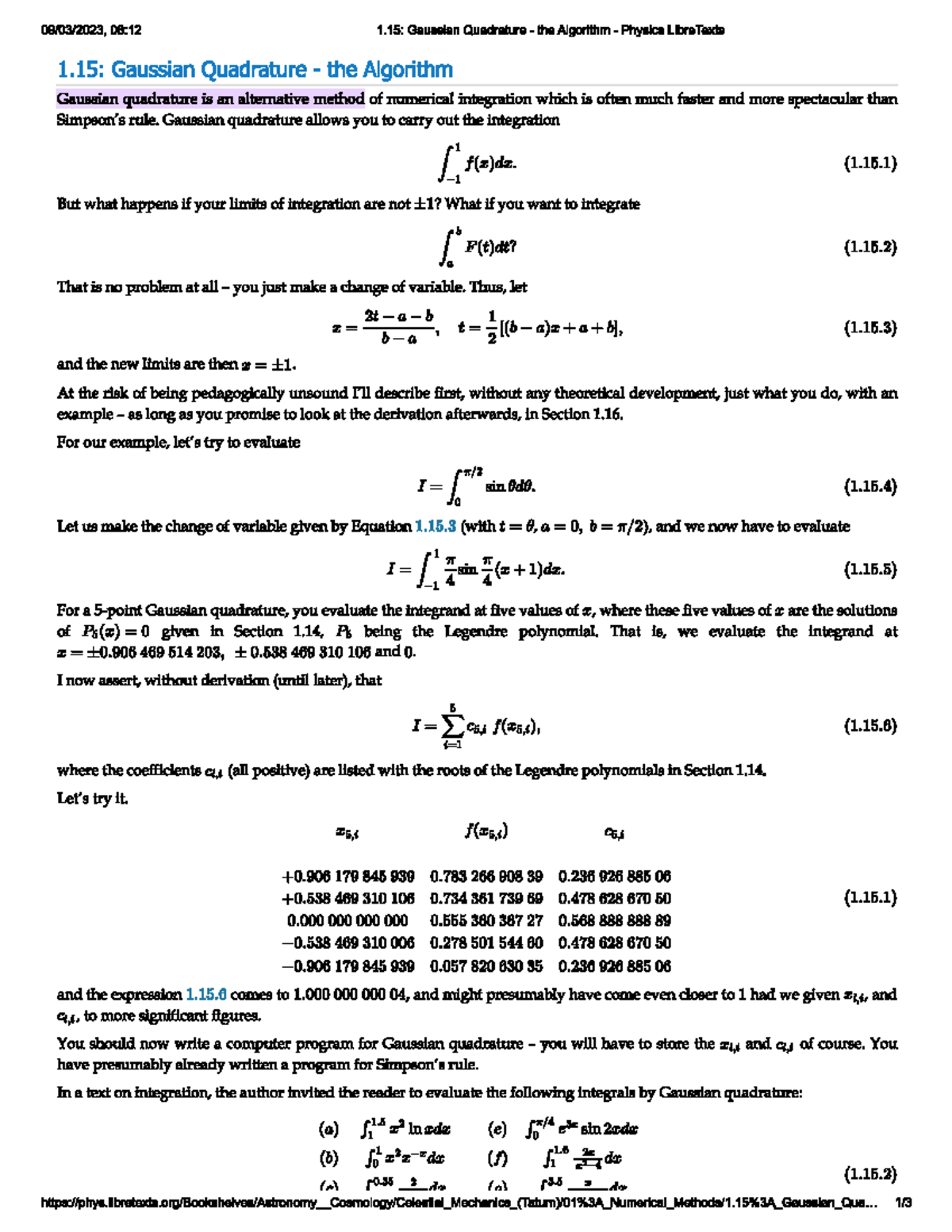 08:12 Gaussian quadrature algorithm and its applications in physics ...