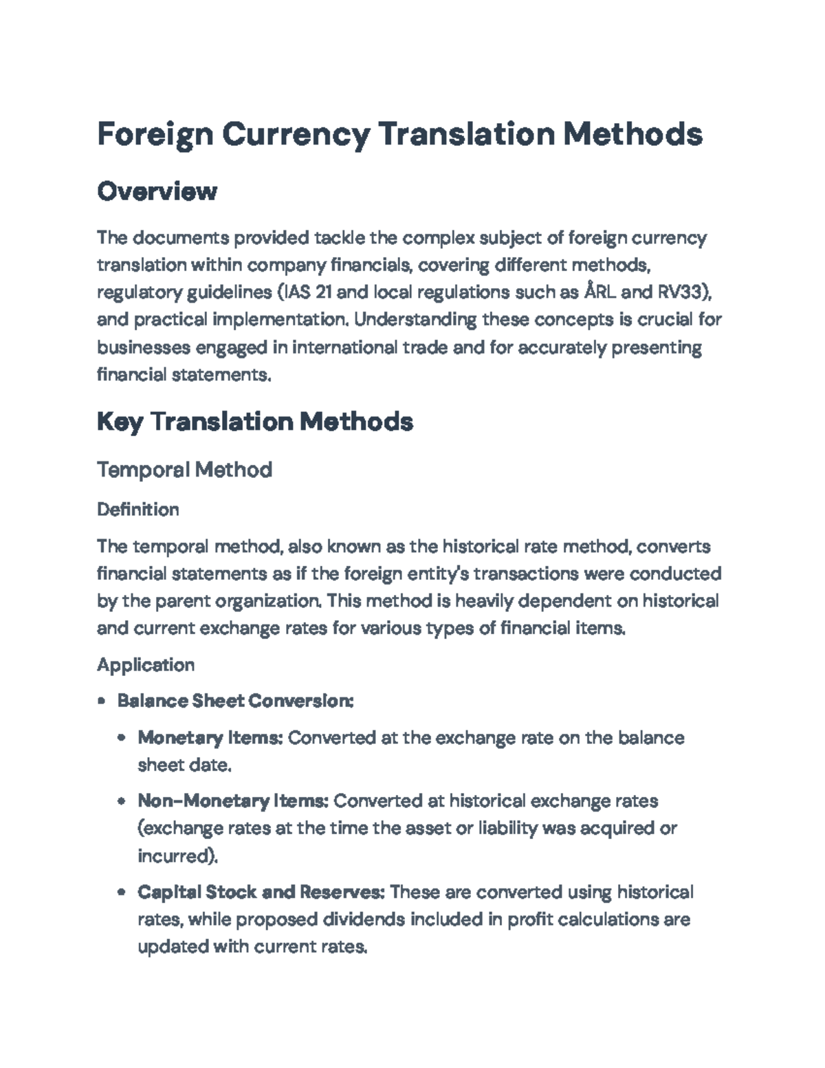 Foreign Currency Translation Methods and Deferred Tax Guidelines (FIN ...